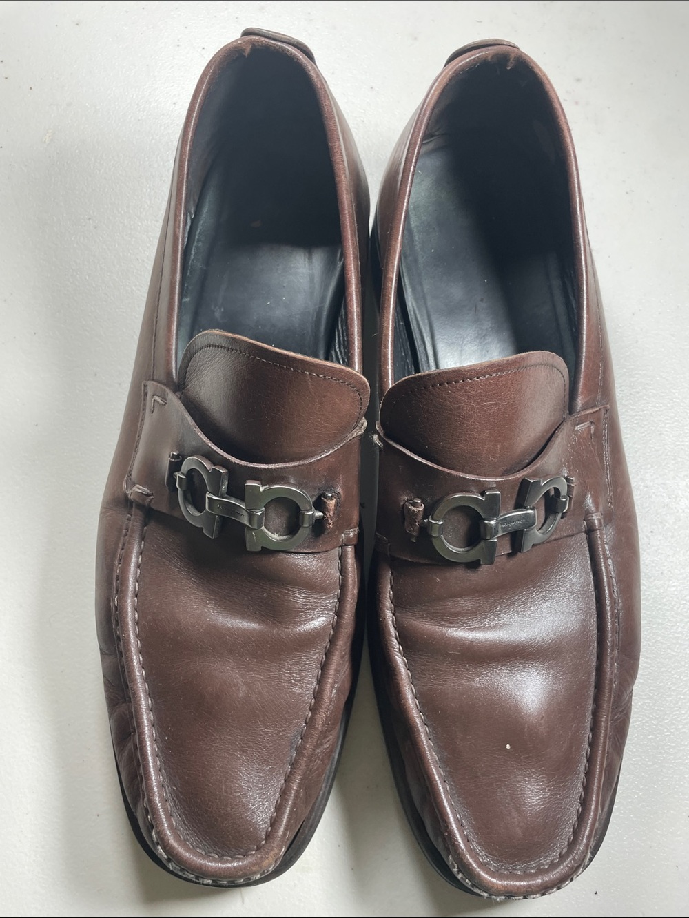 Salvatore Ferragamo Men's Brown Leather Bit Loafers